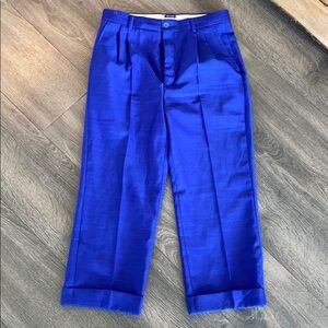 J. Vital Royal blue pleated crop pants high waist